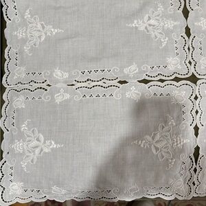 Elegant White Embroidered Table Runner